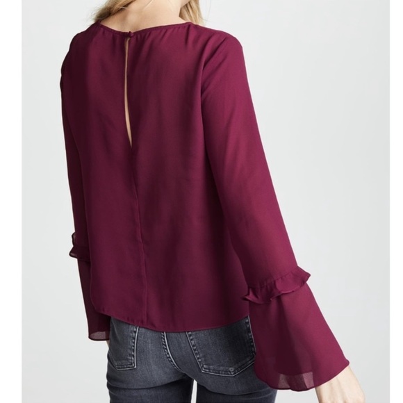 Rebecca Minkoff Cranberry Shanaya Bell-Sleeve
Crepe Top Size Small - Picture 3 of 5